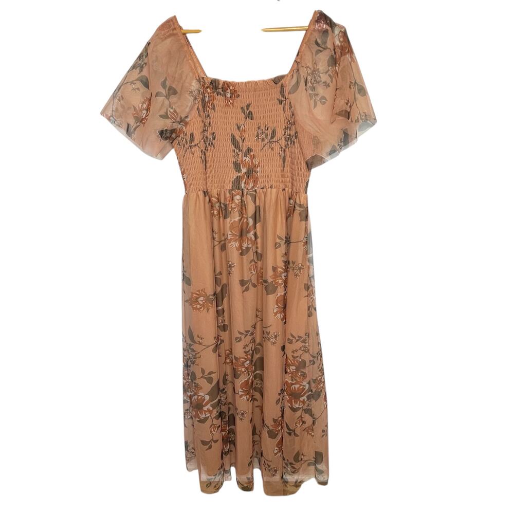 Baltic Born Tivolli Tulle Maxi Dress size 2X copper floral sheer wedding guest - Picture 7 of 11